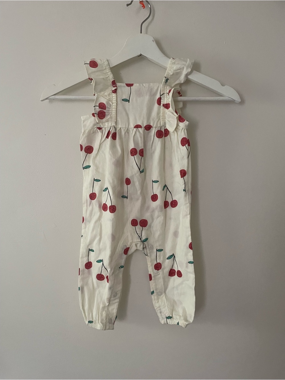 Carter's Cream Romper with Red Cherry Print